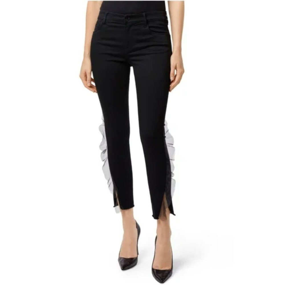 J Brand Women Black Photo Ready Slim Stretch Ruffle Hem Jeans JB001724 Size 25